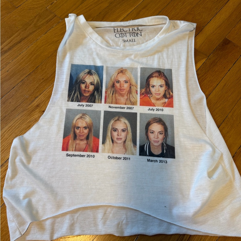 Electric Cotton White Graphic Tank Top - Mugshot Photo Print